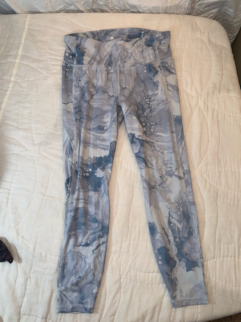 all in motion Marble-Print Jeggings - Gray & Blue